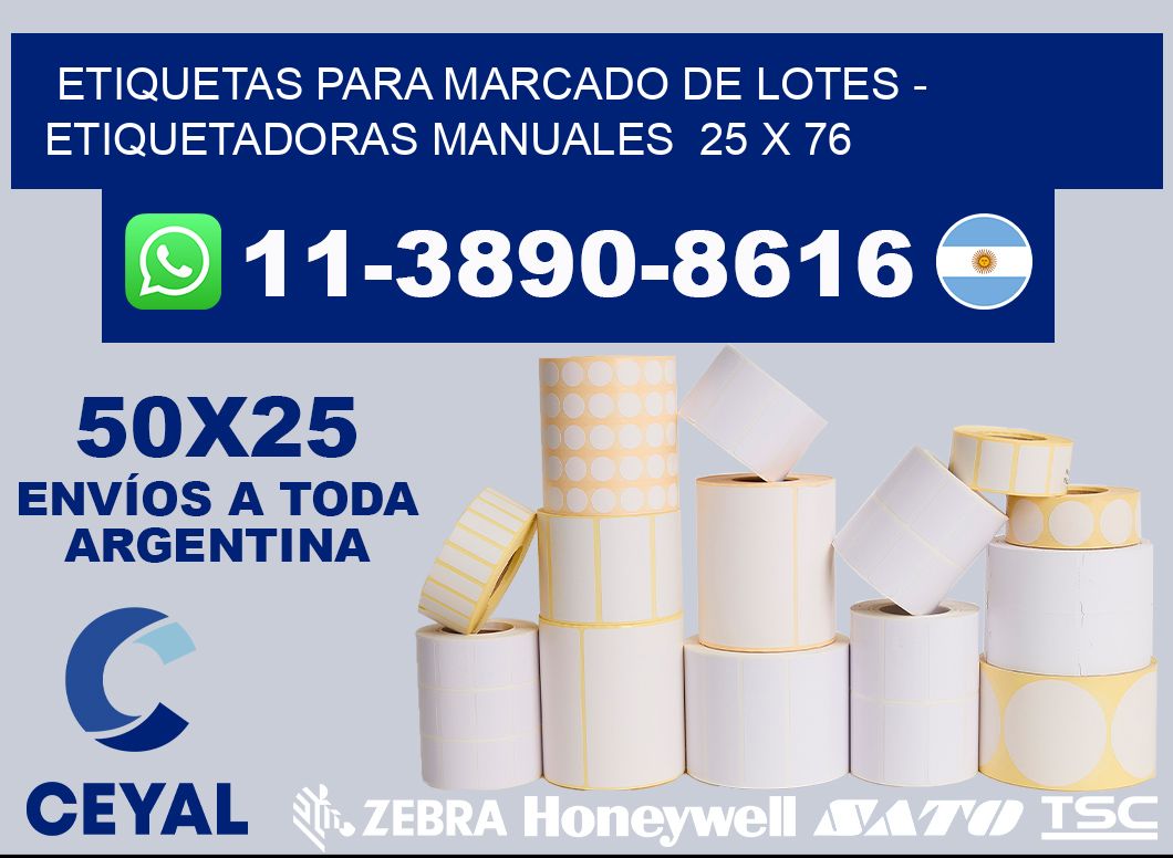 etiquetas para marcado de lotes - Etiquetadoras Manuales  25 x 76