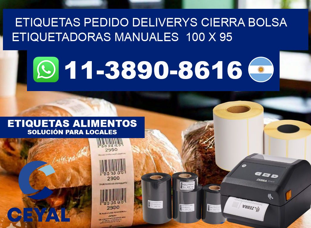 etiquetas pedido deliverys cierra bolsa  Etiquetadoras Manuales  100 x 95