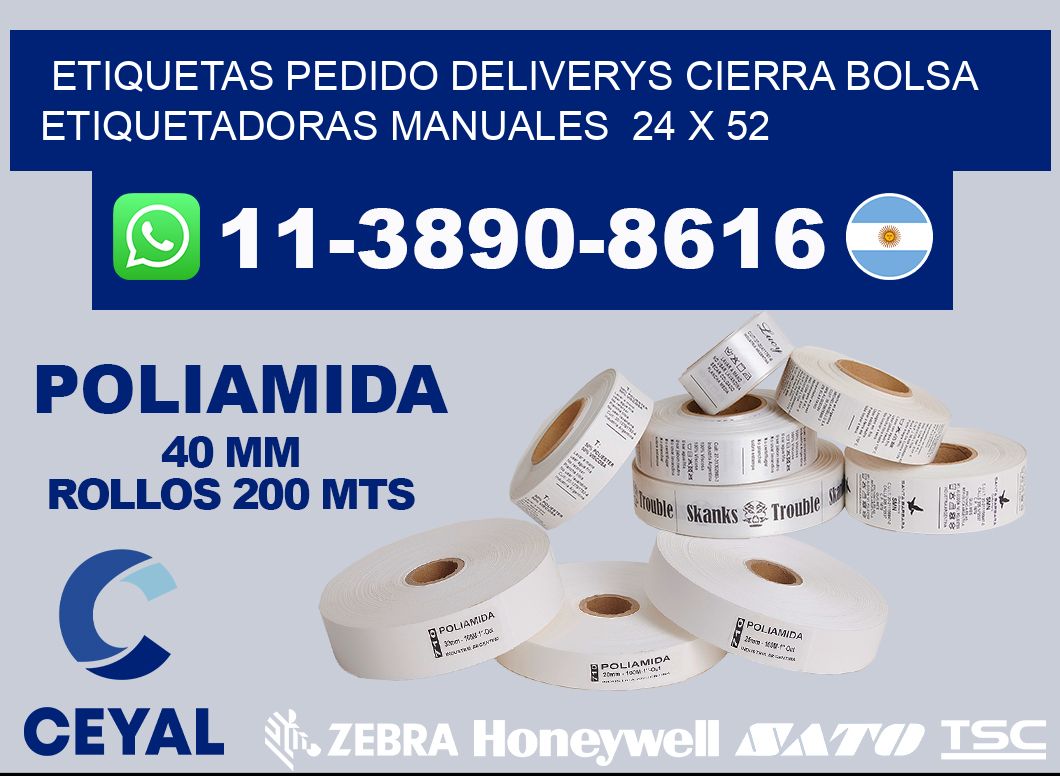 etiquetas pedido deliverys cierra bolsa  Etiquetadoras Manuales  24 x 52