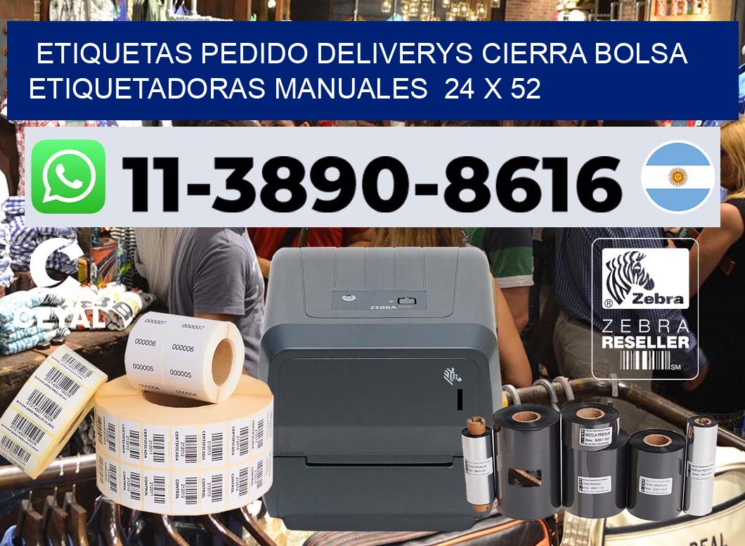 etiquetas pedido deliverys cierra bolsa  Etiquetadoras Manuales  24 x 52