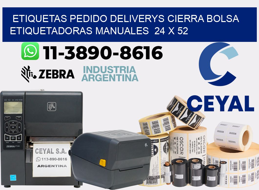etiquetas pedido deliverys cierra bolsa  Etiquetadoras Manuales  24 x 52