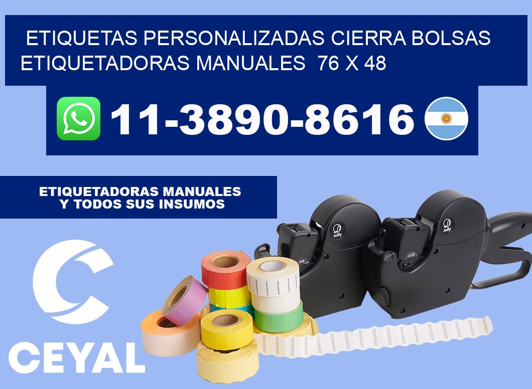 etiquetas personalizadas cierra bolsas Etiquetadoras Manuales 76 x 48