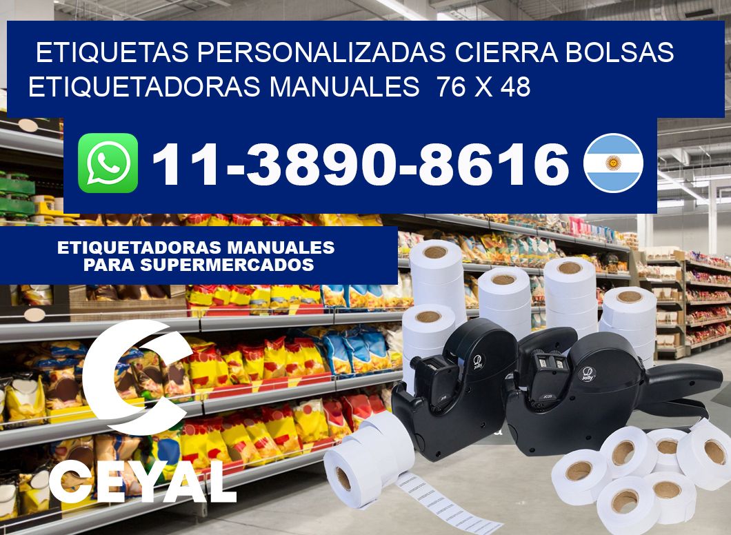 etiquetas personalizadas cierra bolsas Etiquetadoras Manuales 76 x 48