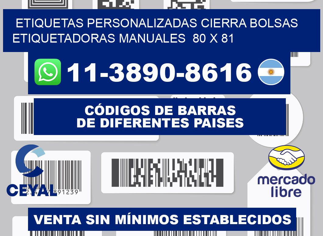 etiquetas personalizadas cierra bolsas  Etiquetadoras Manuales  80 x 81