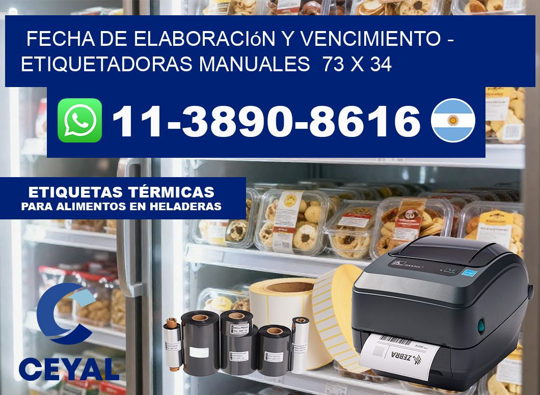 fecha de elaboración y vencimiento - Etiquetadoras Manuales  73 x 34