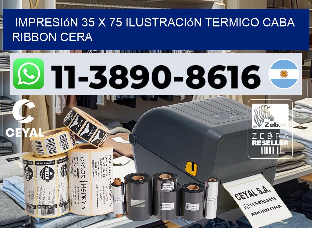impresión 35 x 75 ilustración termico CABA Ribbon cera