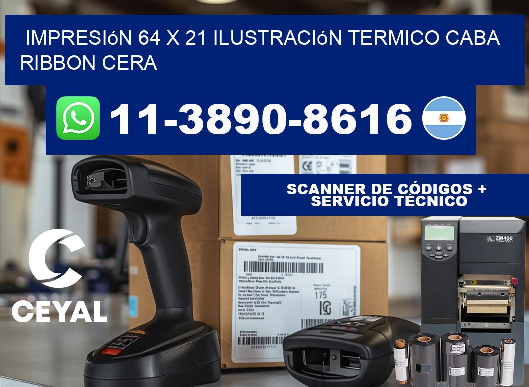 impresión 64 x 21 ilustración termico CABA Ribbon cera