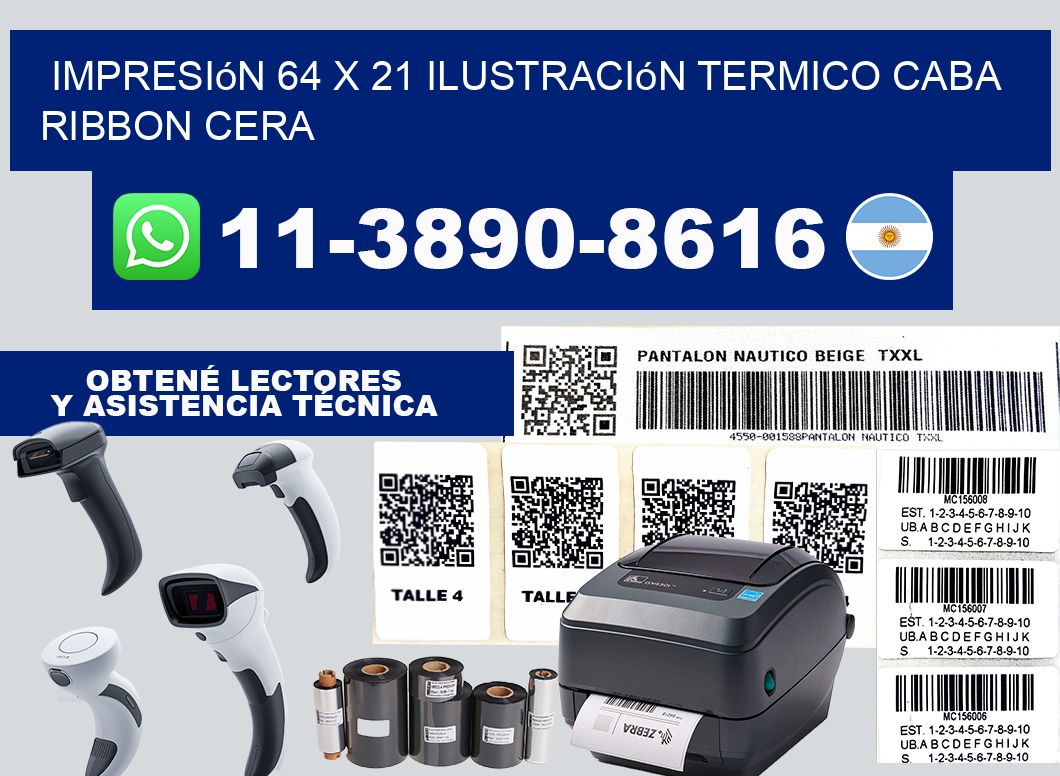 impresión 64 x 21 ilustración termico CABA Ribbon cera