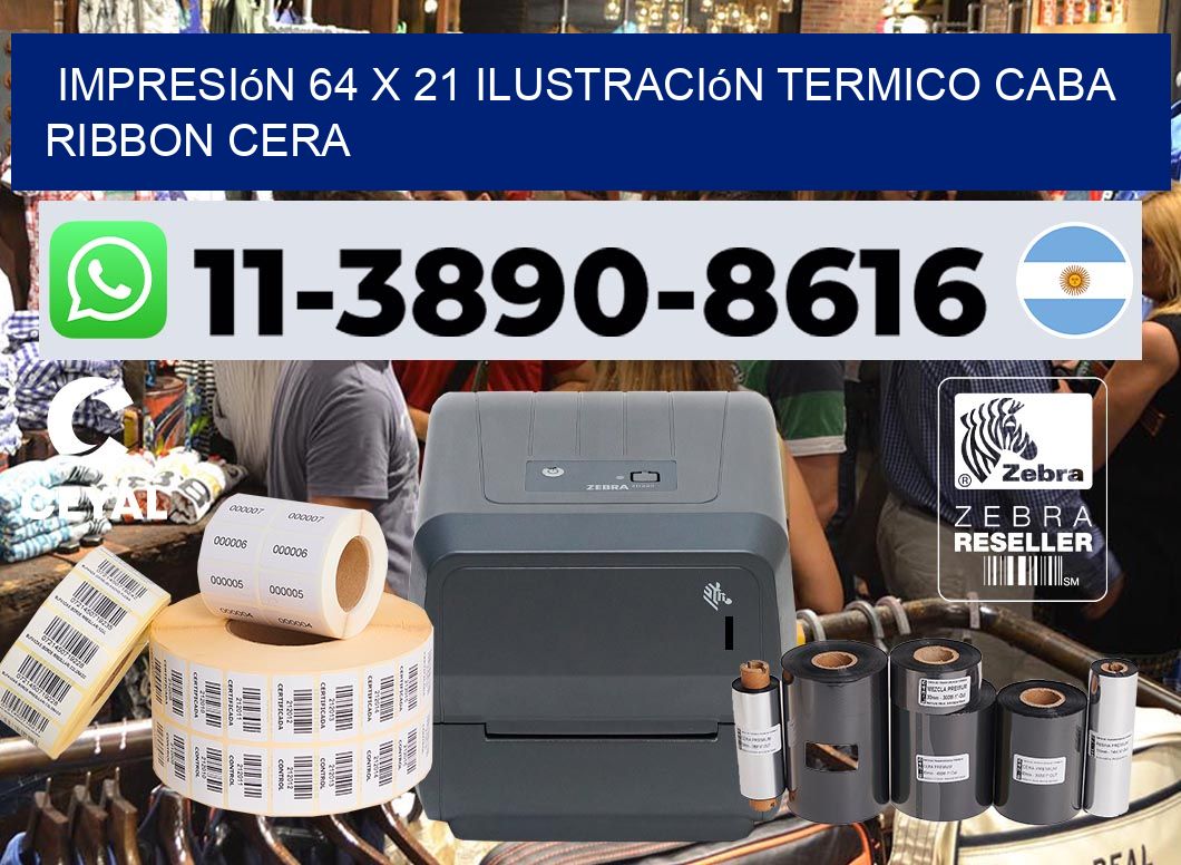 impresión 64 x 21 ilustración termico CABA Ribbon cera