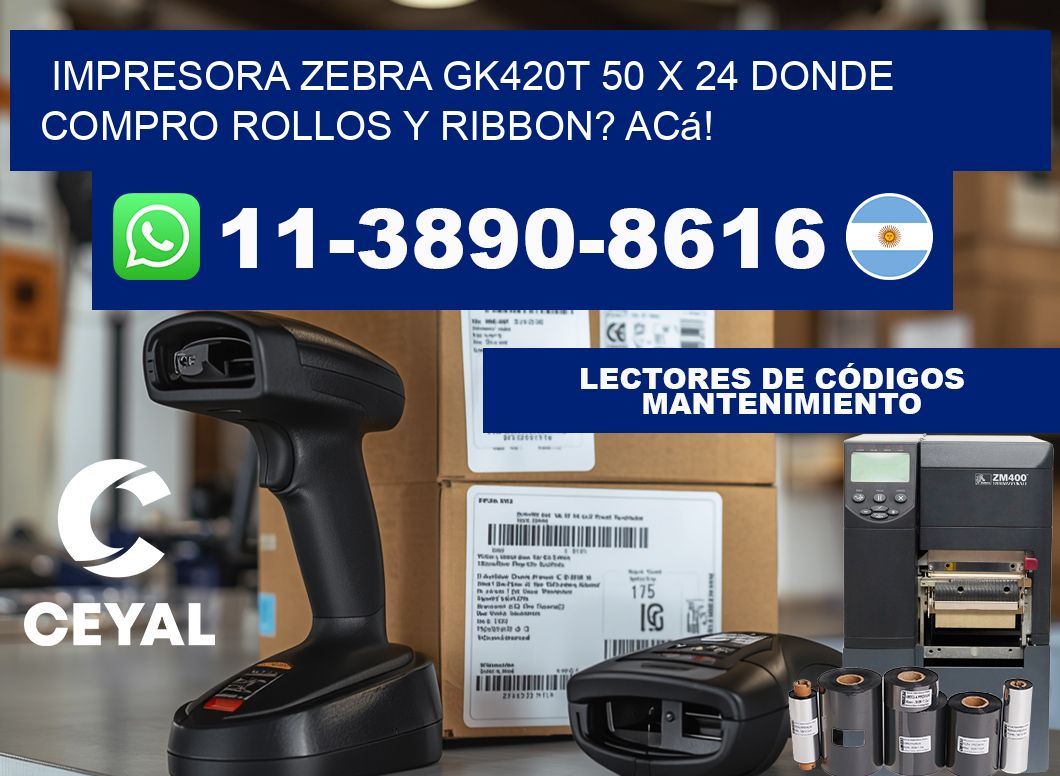 impresora zebra gk420t 50 x 24 Donde compro rollos y ribbon? Acá!