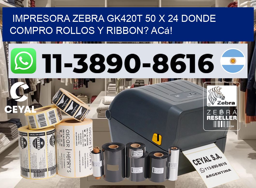 impresora zebra gk420t 50 x 24 Donde compro rollos y ribbon? Acá!
