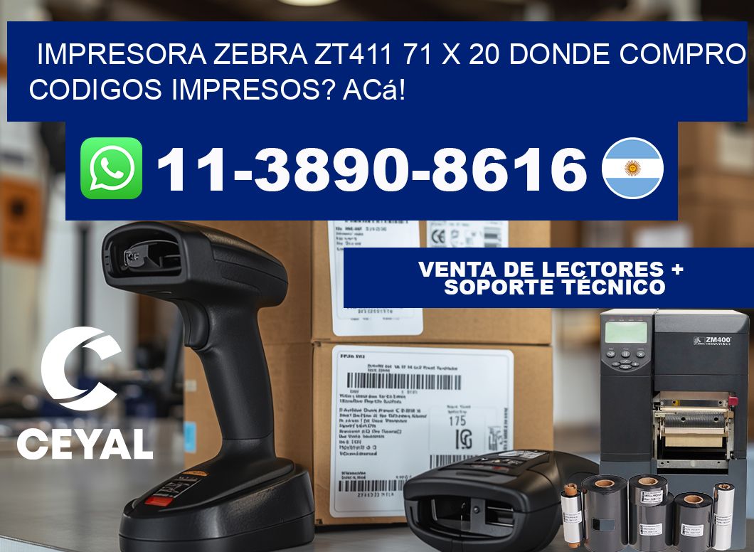 impresora zebra zt411 71 x 20 Donde compro codigos impresos? Acá!