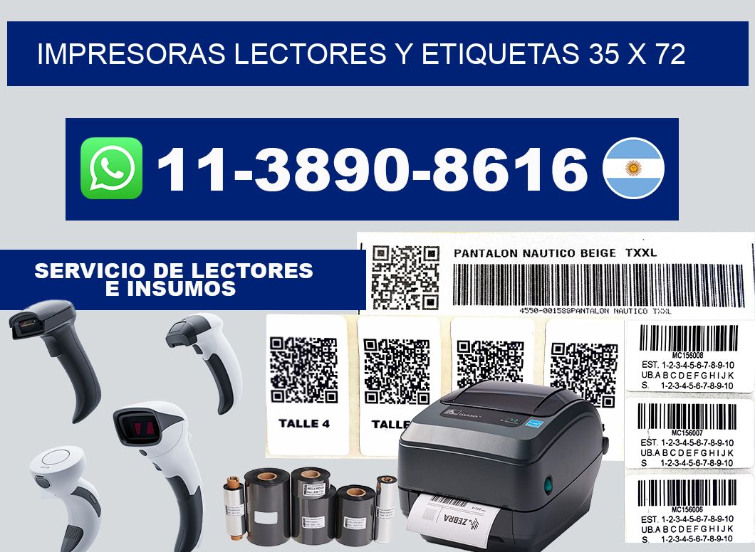 impresoras lectores y etiquetas 35 x 72