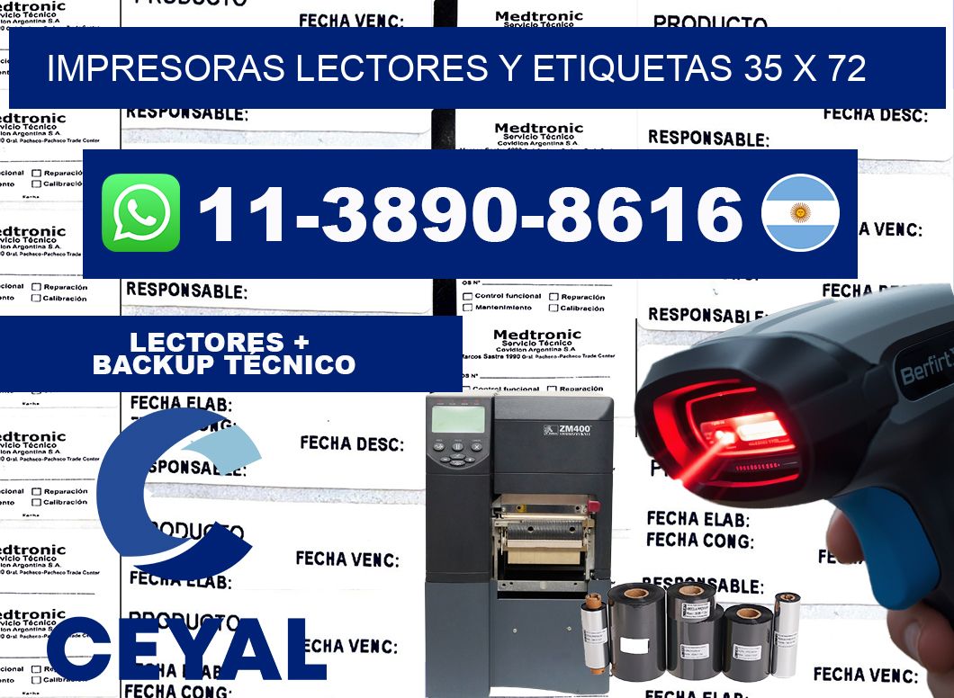 impresoras lectores y etiquetas 35 x 72