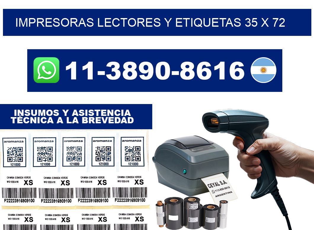 impresoras lectores y etiquetas 35 x 72