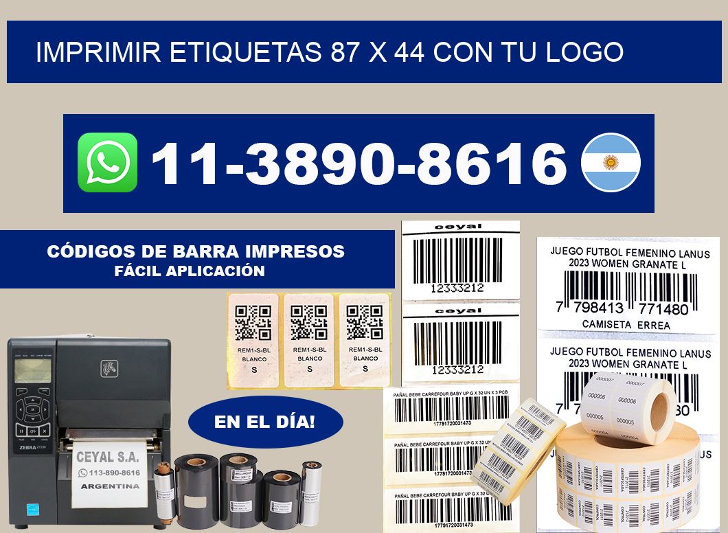 imprimir etiquetas 87 x 44 con tu logo