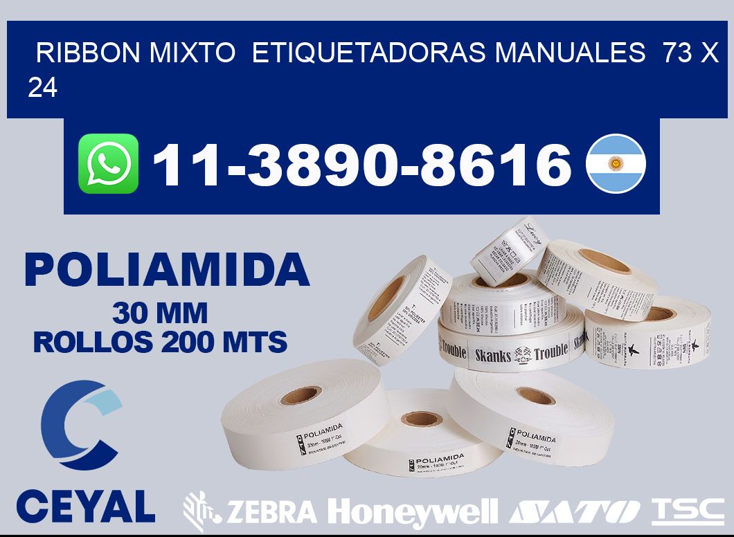 ribbon mixto  Etiquetadoras Manuales  73 x 24