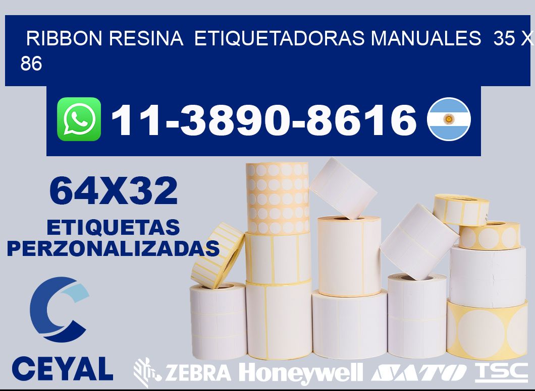 ribbon resina  Etiquetadoras Manuales  35 x 86