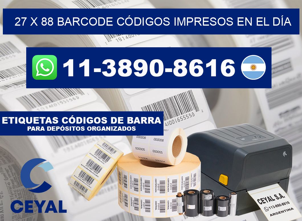 27 x 88 BARCODE CÓDIGOS IMPRESOS EN EL DÍA