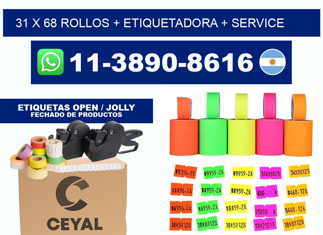 31 x 68 rollos + etiquetadora + service