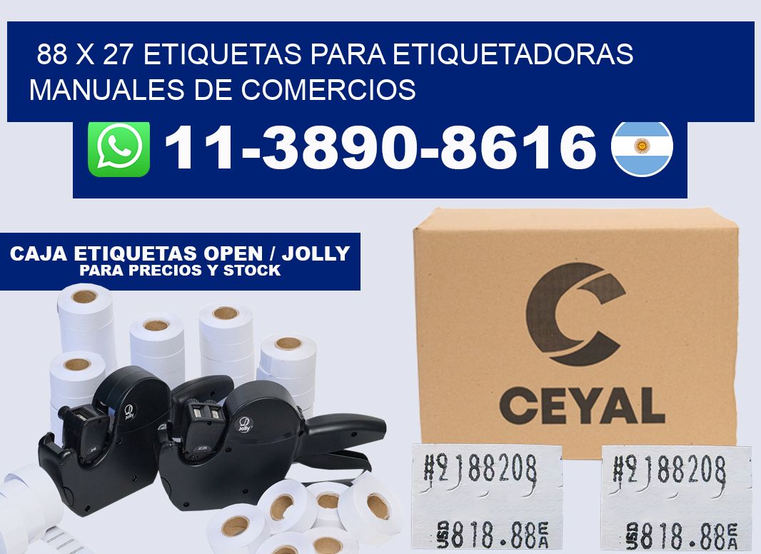 88 x 27 etiquetas para etiquetadoras manuales de comercios
