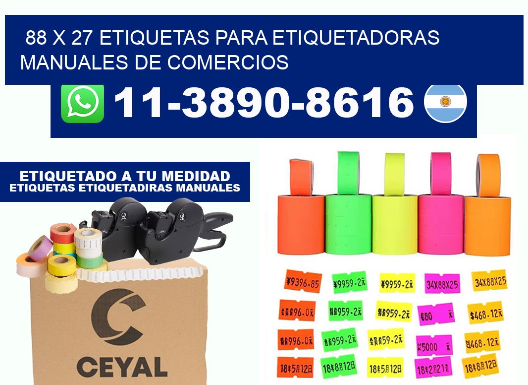 88 x 27 etiquetas para etiquetadoras manuales de comercios