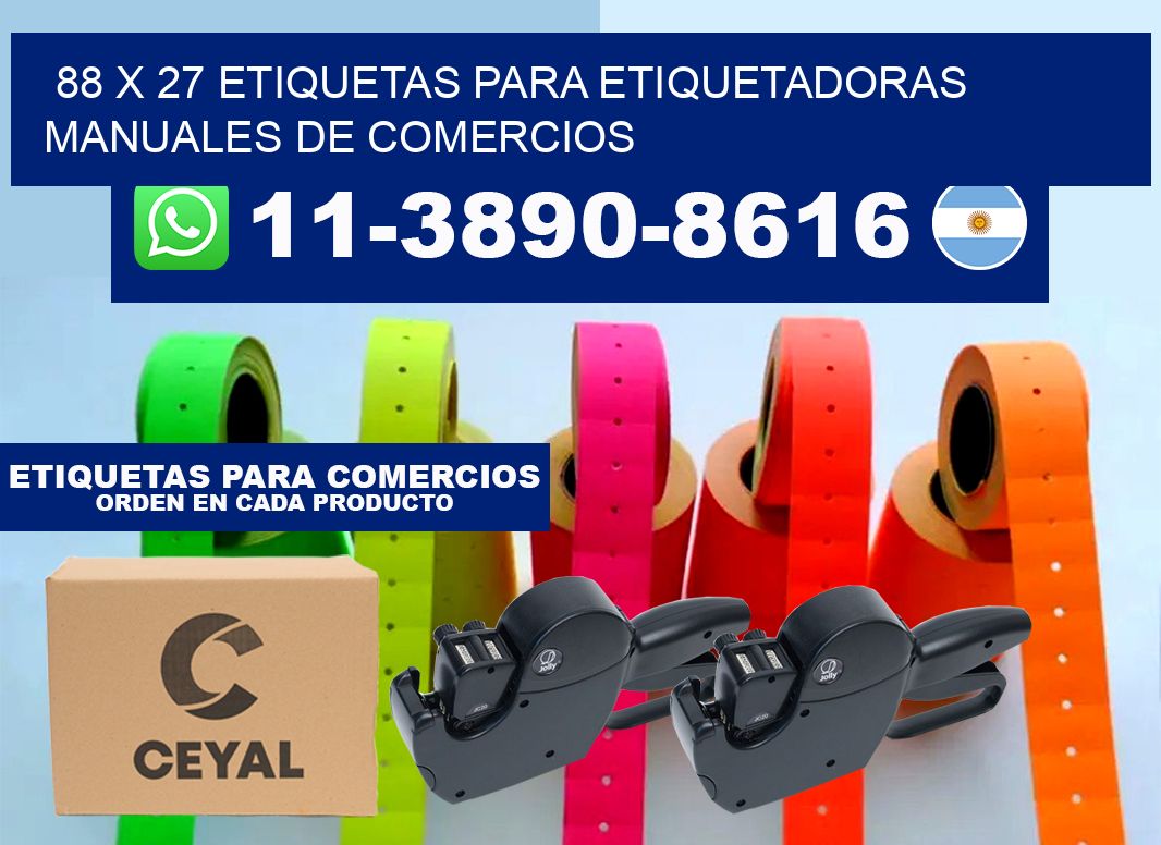 88 x 27 etiquetas para etiquetadoras manuales de comercios