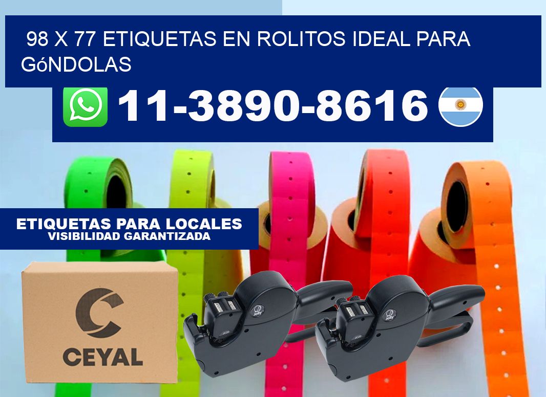 98 x 77 etiquetas en rolitos ideal para góndolas