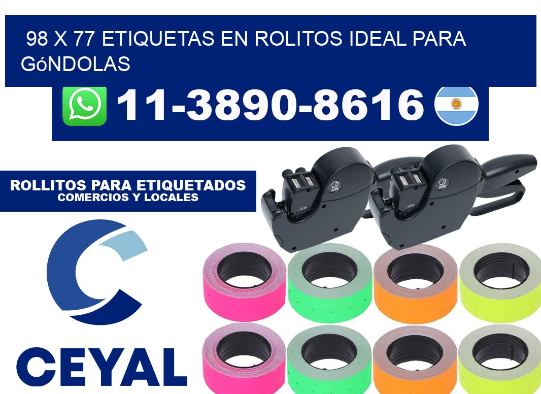 98 x 77 etiquetas en rolitos ideal para góndolas