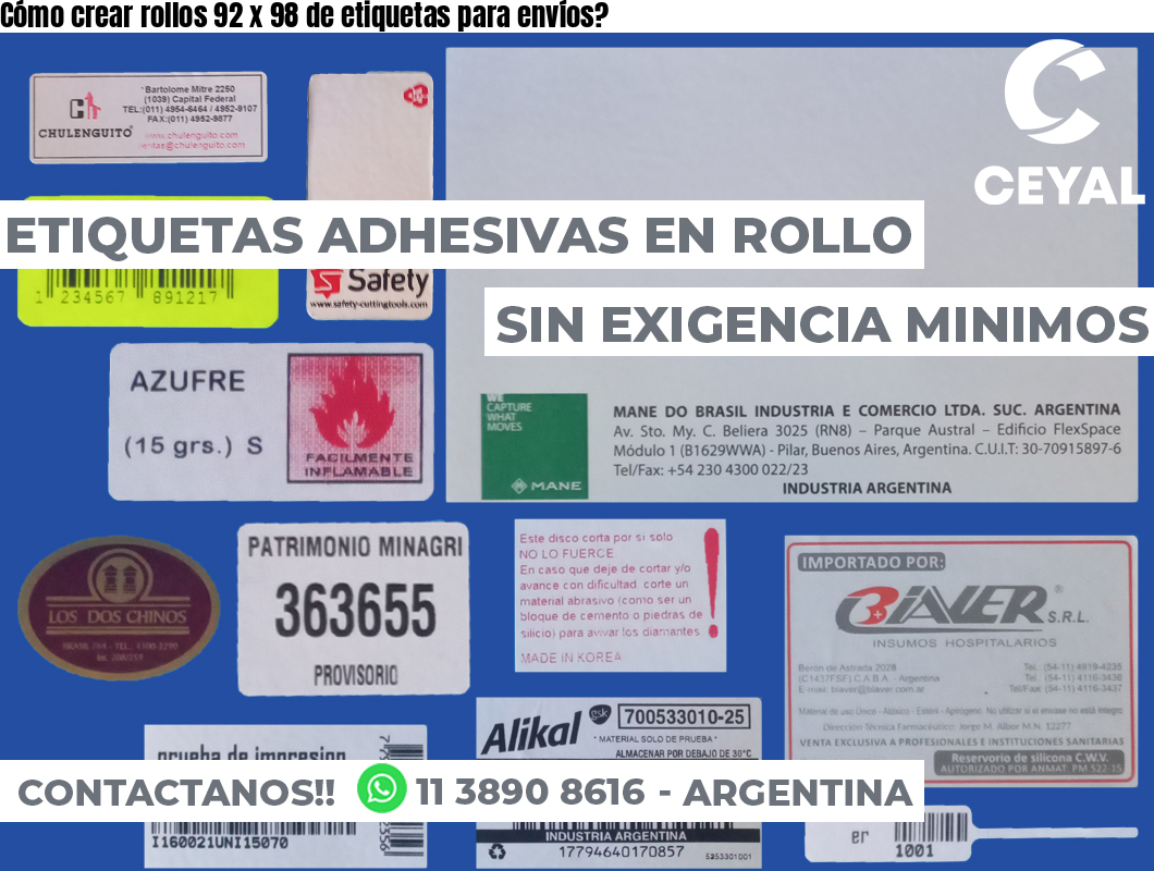 Cómo crear rollos 92 x 98 de etiquetas para envíos?