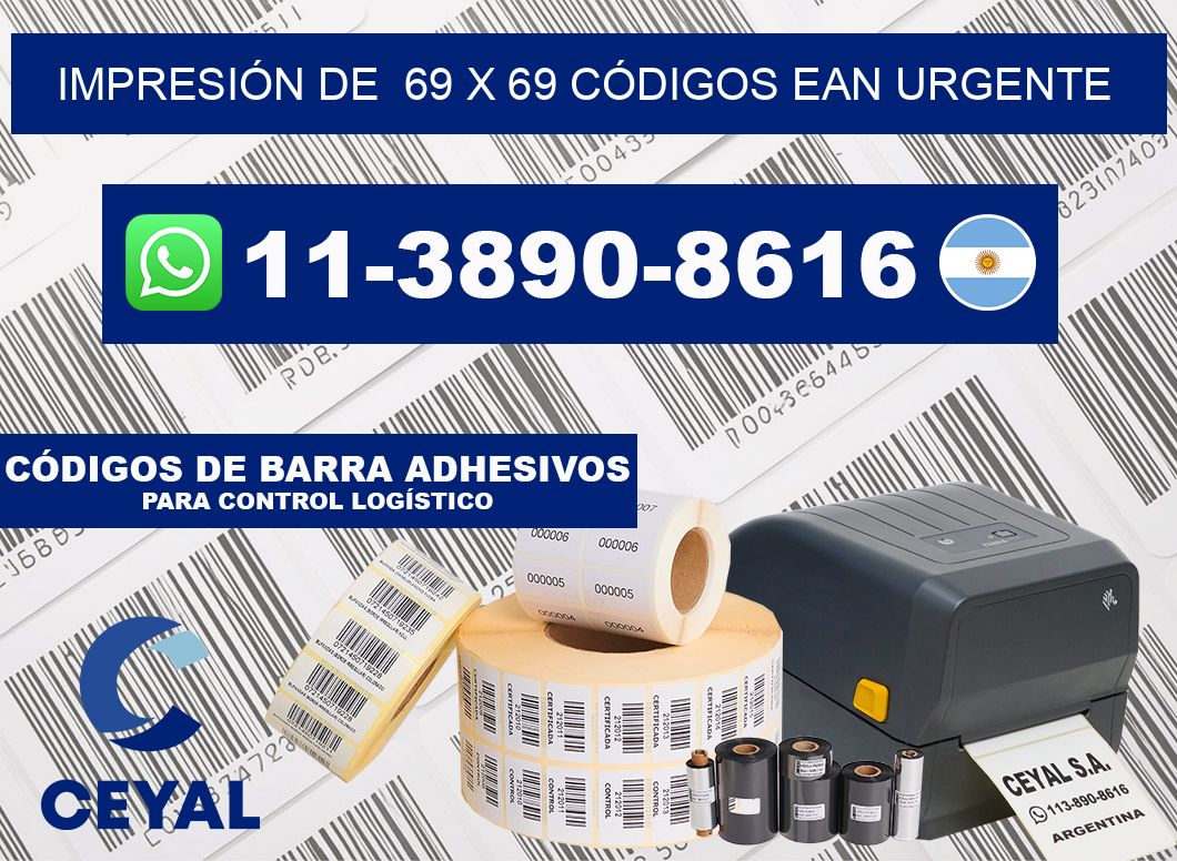 IMPRESIÓN DE  69 x 69 CÓDIGOS EAN URGENTE