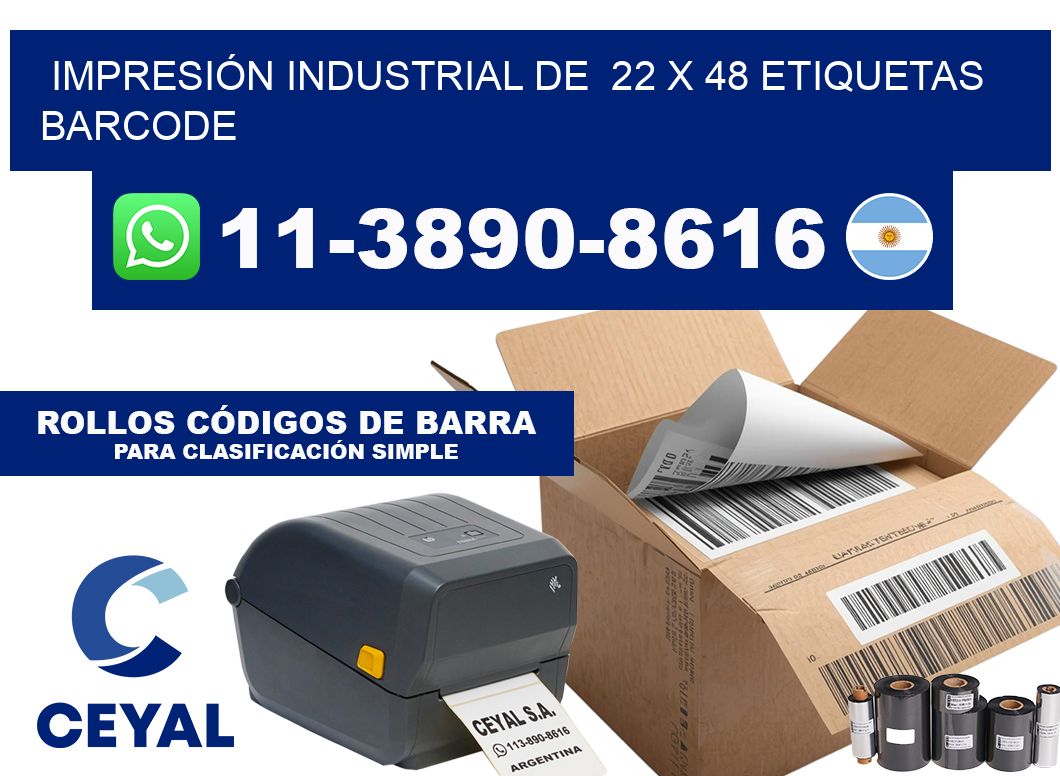 IMPRESIÓN INDUSTRIAL DE  22 x 48 ETIQUETAS BARCODE