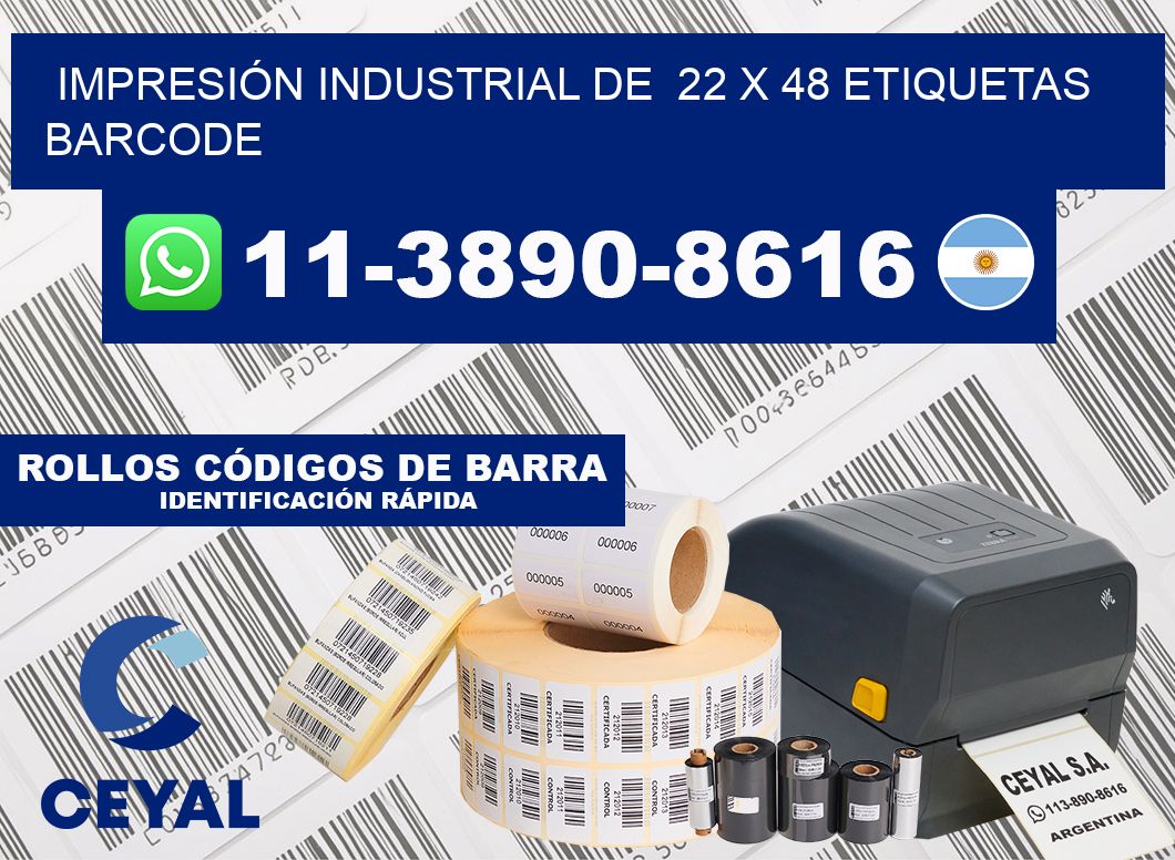 IMPRESIÓN INDUSTRIAL DE  22 x 48 ETIQUETAS BARCODE