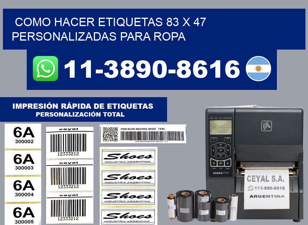 como hacer etiquetas 83 x 47 personalizadas para ropa