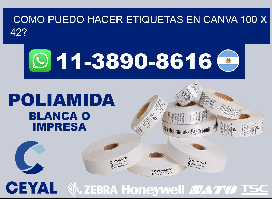 como puedo hacer etiquetas en canva 100 x 42?