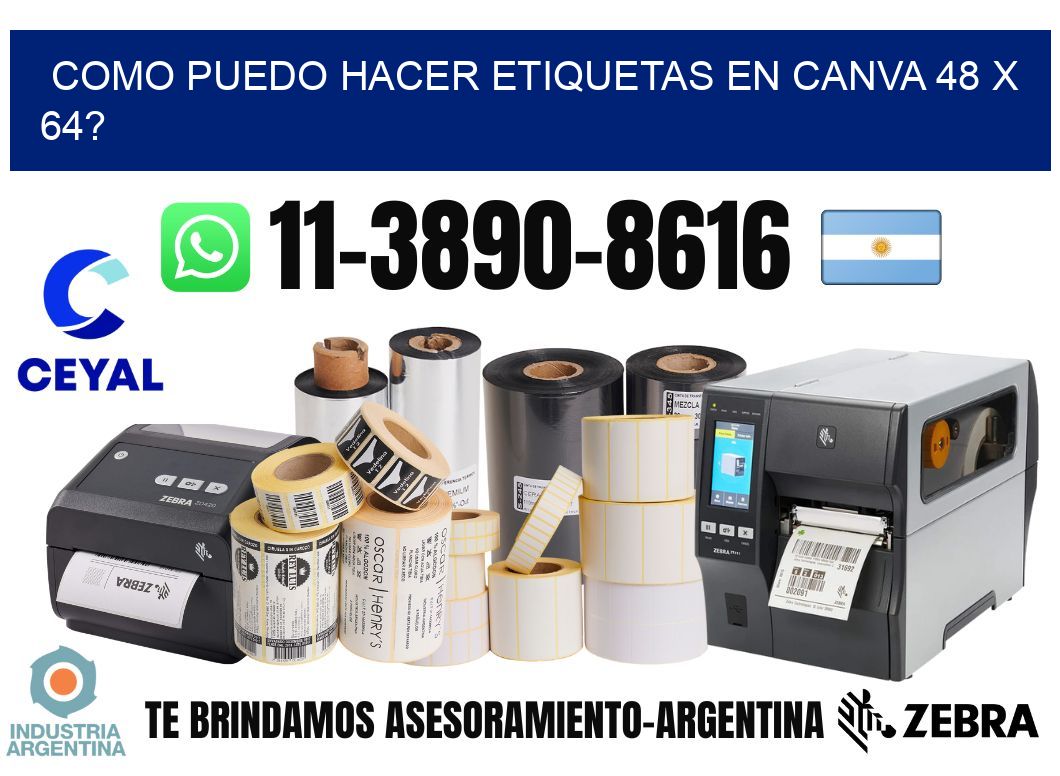 como puedo hacer etiquetas en canva 48 x 64?