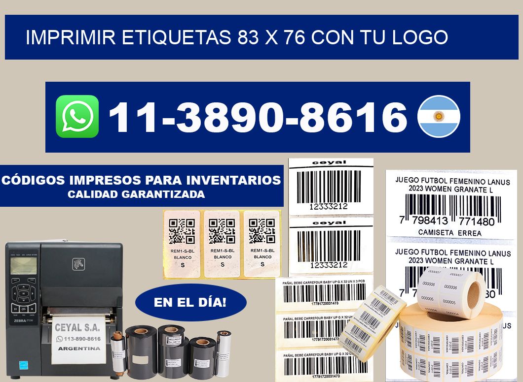 imprimir etiquetas 83 x 76 con tu logo
