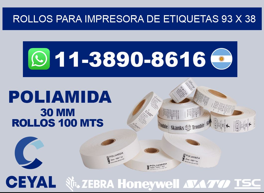 rollos para impresora de etiquetas 93 x 38