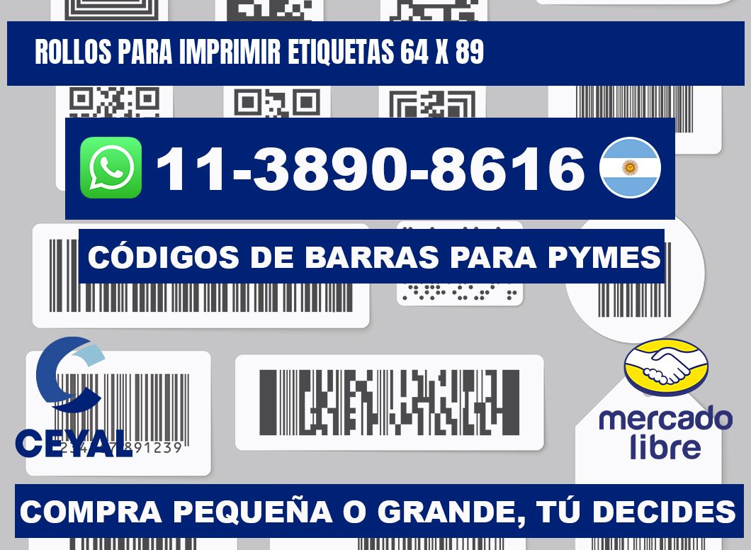 rollos para imprimir etiquetas 64 x 89