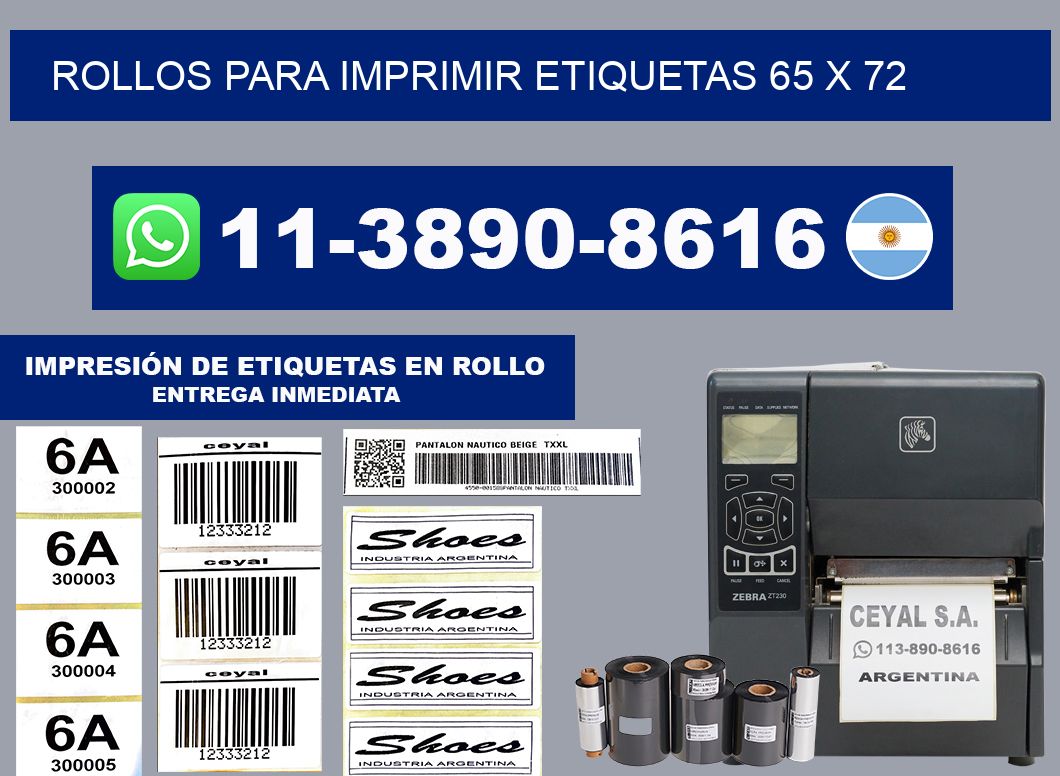 rollos para imprimir etiquetas 65 x 72