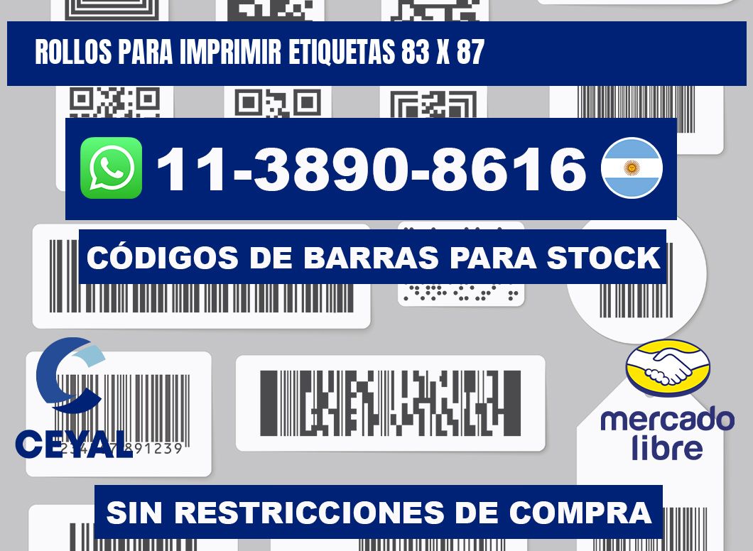 rollos para imprimir etiquetas 83 x 87