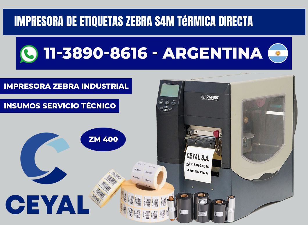 impresora de etiquetas zebra s4m térmica directa