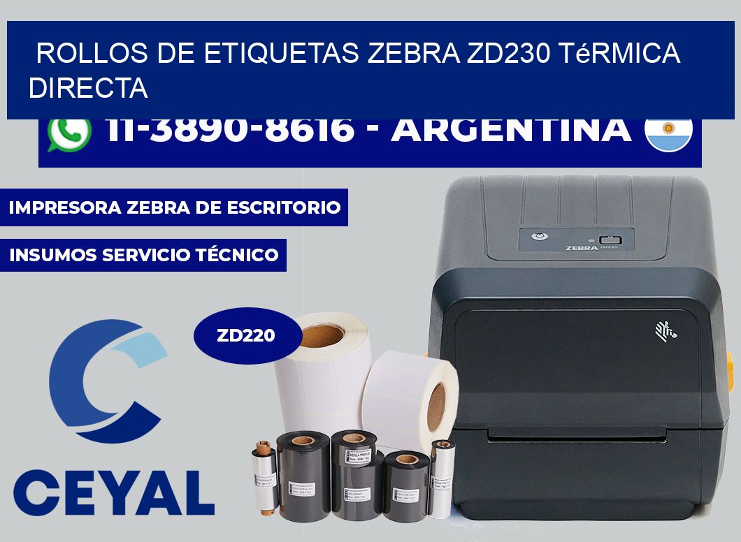 rollos de etiquetas zebra ZD230 térmica directa
