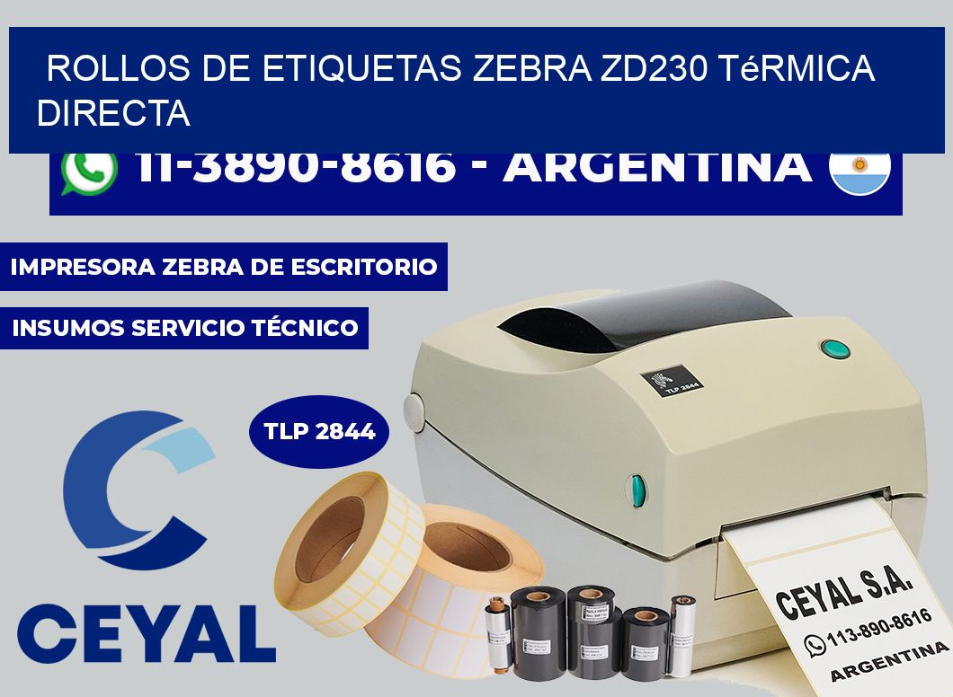 rollos de etiquetas zebra ZD230 térmica directa