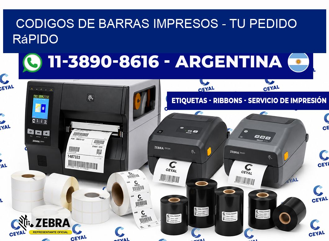 CODIGOS DE BARRAS IMPRESOS - Tu pedido rápido