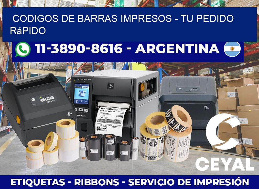 CODIGOS DE BARRAS IMPRESOS – Tu pedido rápido