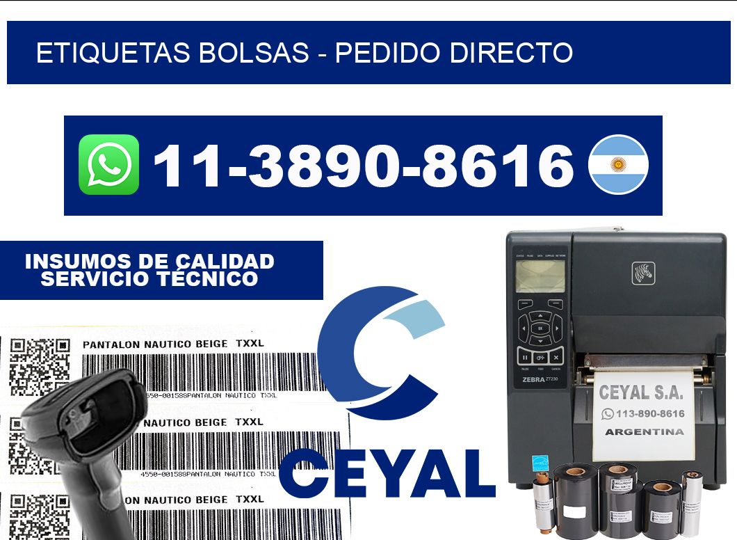 ETIQUETAS BOLSAS - Pedido directo