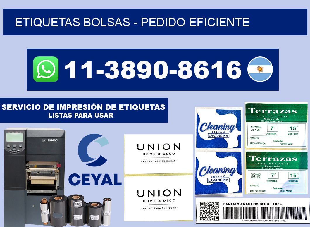 ETIQUETAS BOLSAS - Pedido eficiente