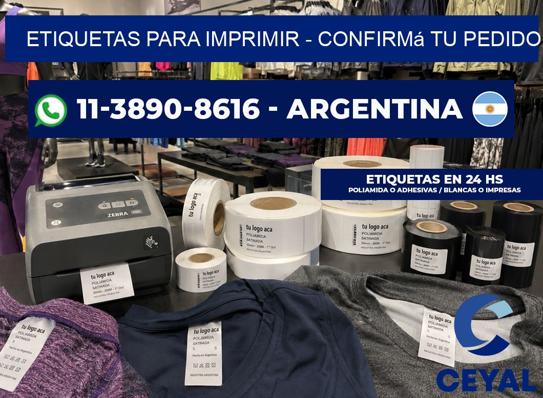 ETIQUETAS PARA IMPRIMIR - Confirmá tu pedido