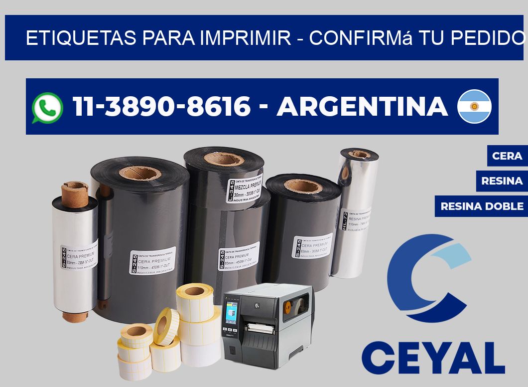 ETIQUETAS PARA IMPRIMIR - Confirmá tu pedido